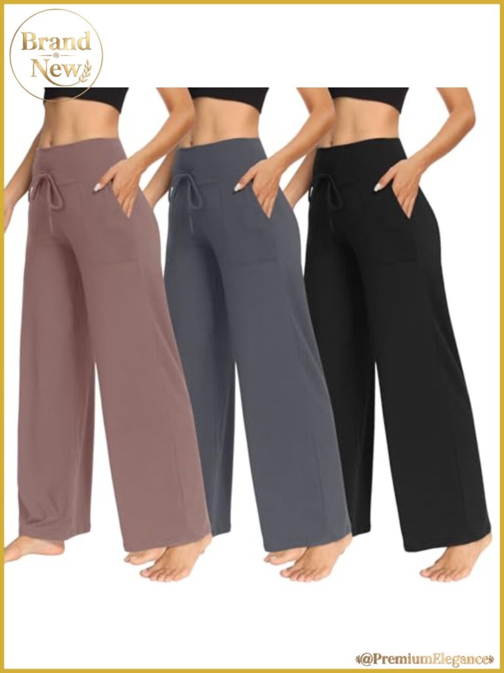 3 Pack Wide Leg Yoga Pants with Pockets High Waisted Lounge Pajama Pants